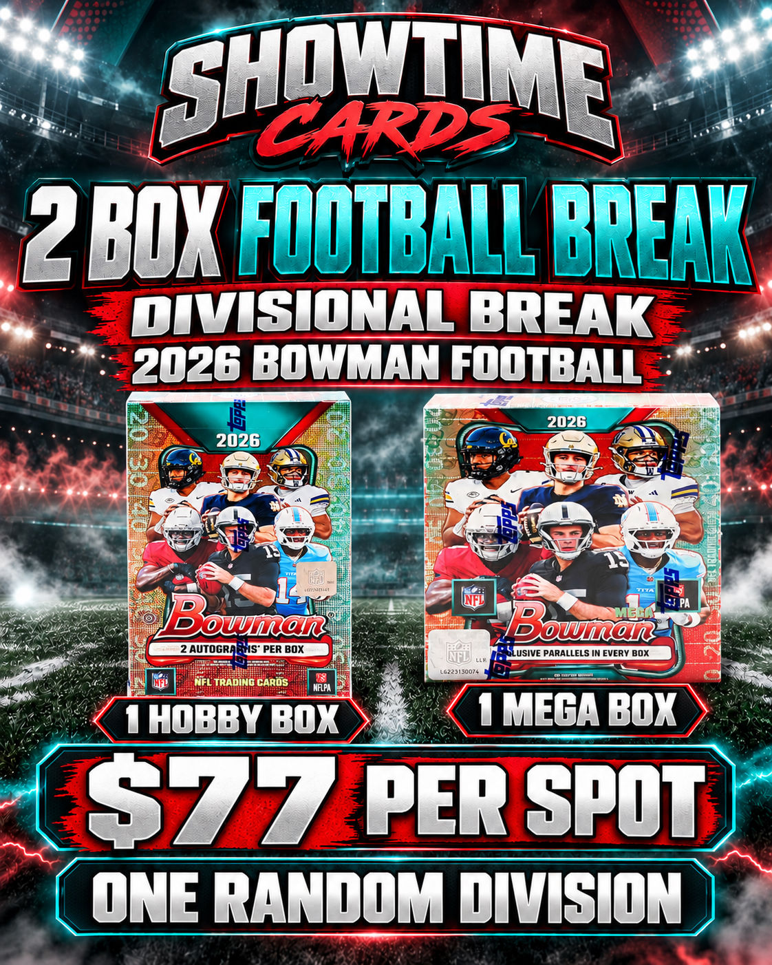 #570- 2026 Bowman Hobby & Mega Football Break Random Divisional 4 Teams