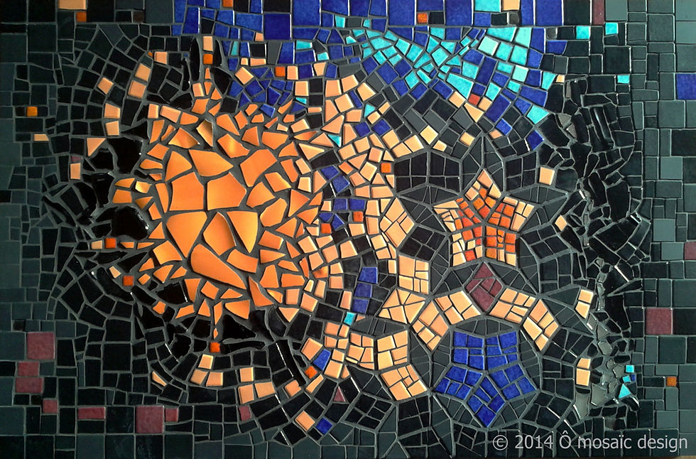 Miniatura: "COSMOS" (2014) - tableau mosaïque 42 cm x 64 cm