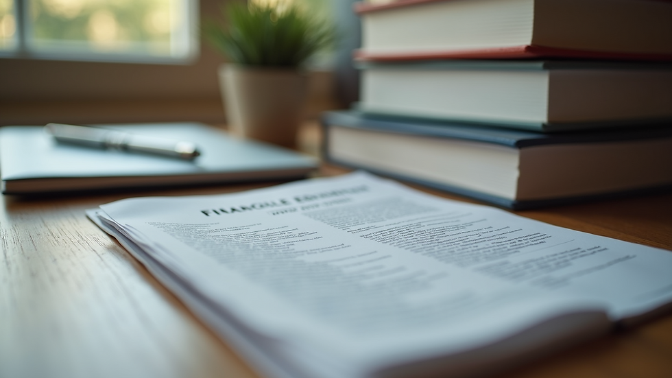 Close-up view of textbooks related to financial education on a desk.