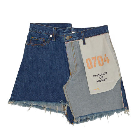 Denim shorts in blue shot with Ghost Mannequin New York