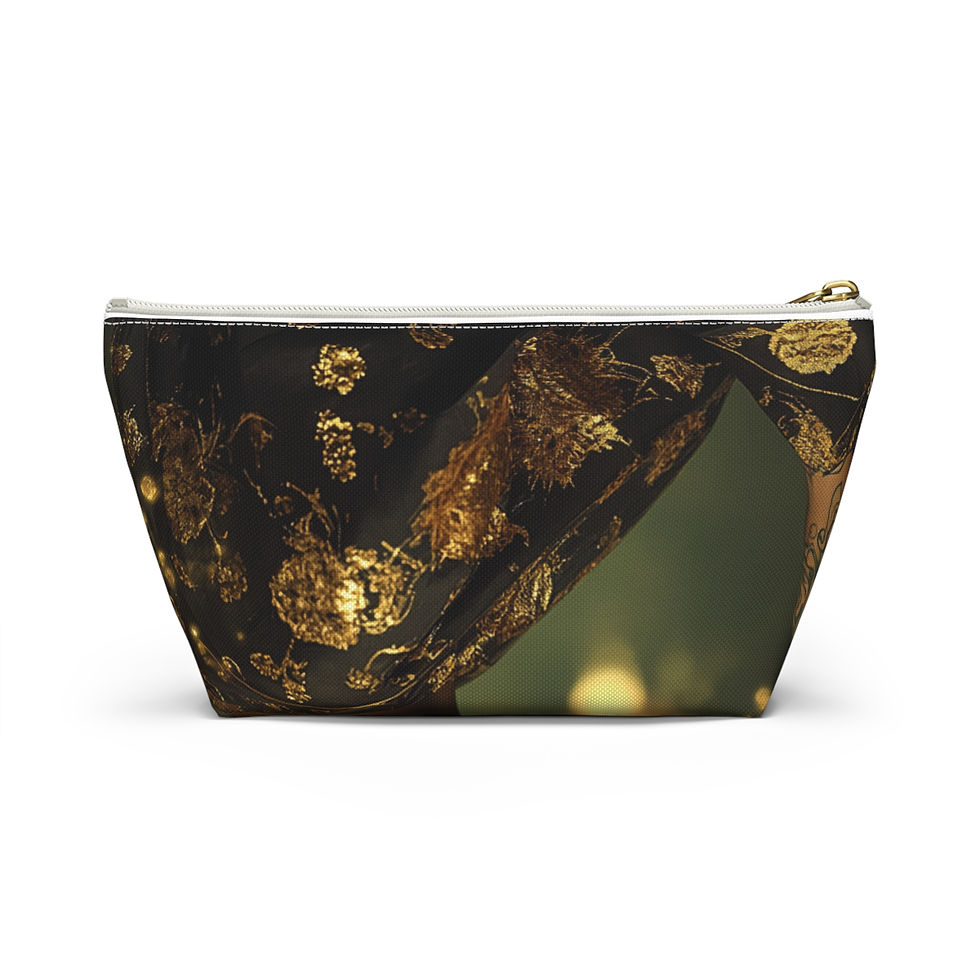 Thumbnail: Elegant Floral Accessory Pouch - T-bottom Makeup Bag for Special Occasions