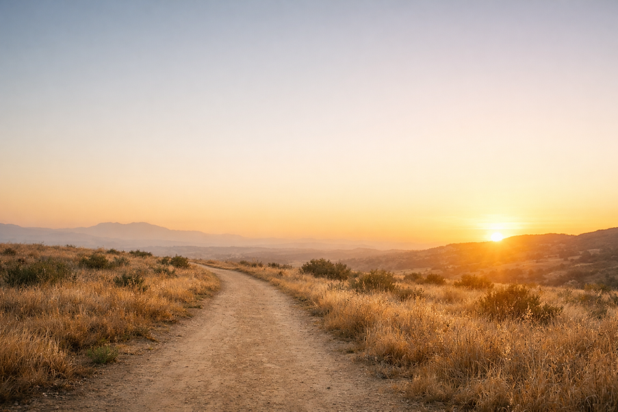 Golden sunrise over winding trail.png