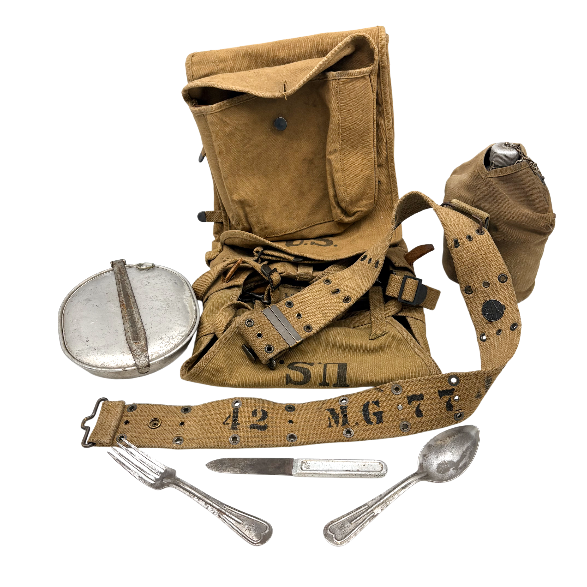 US M1910 Haversack Set, Named, Unit Marked, WWI