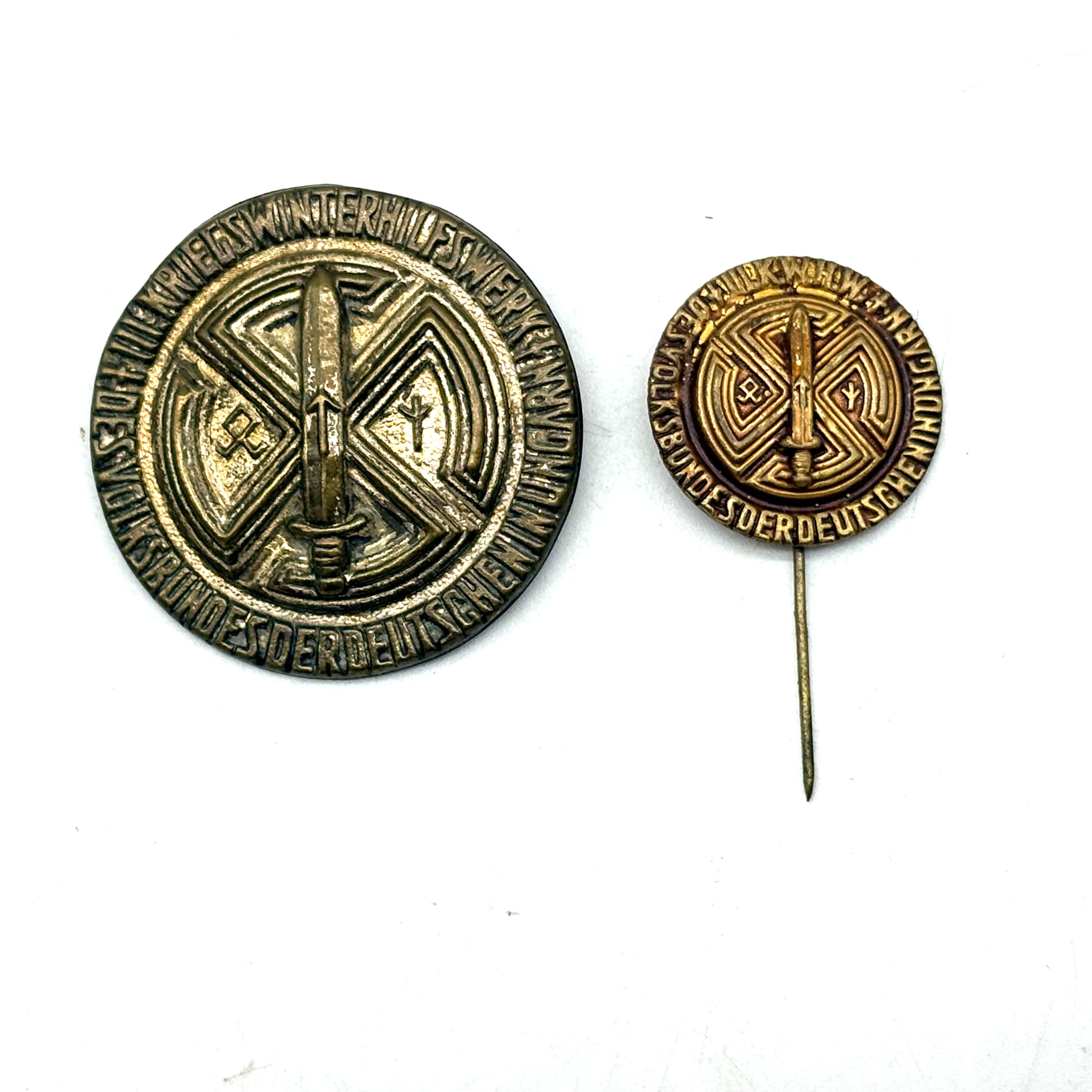 German Volksbund der Deutschen in Ungarn Donation Badge & Stickpin Set, WWII