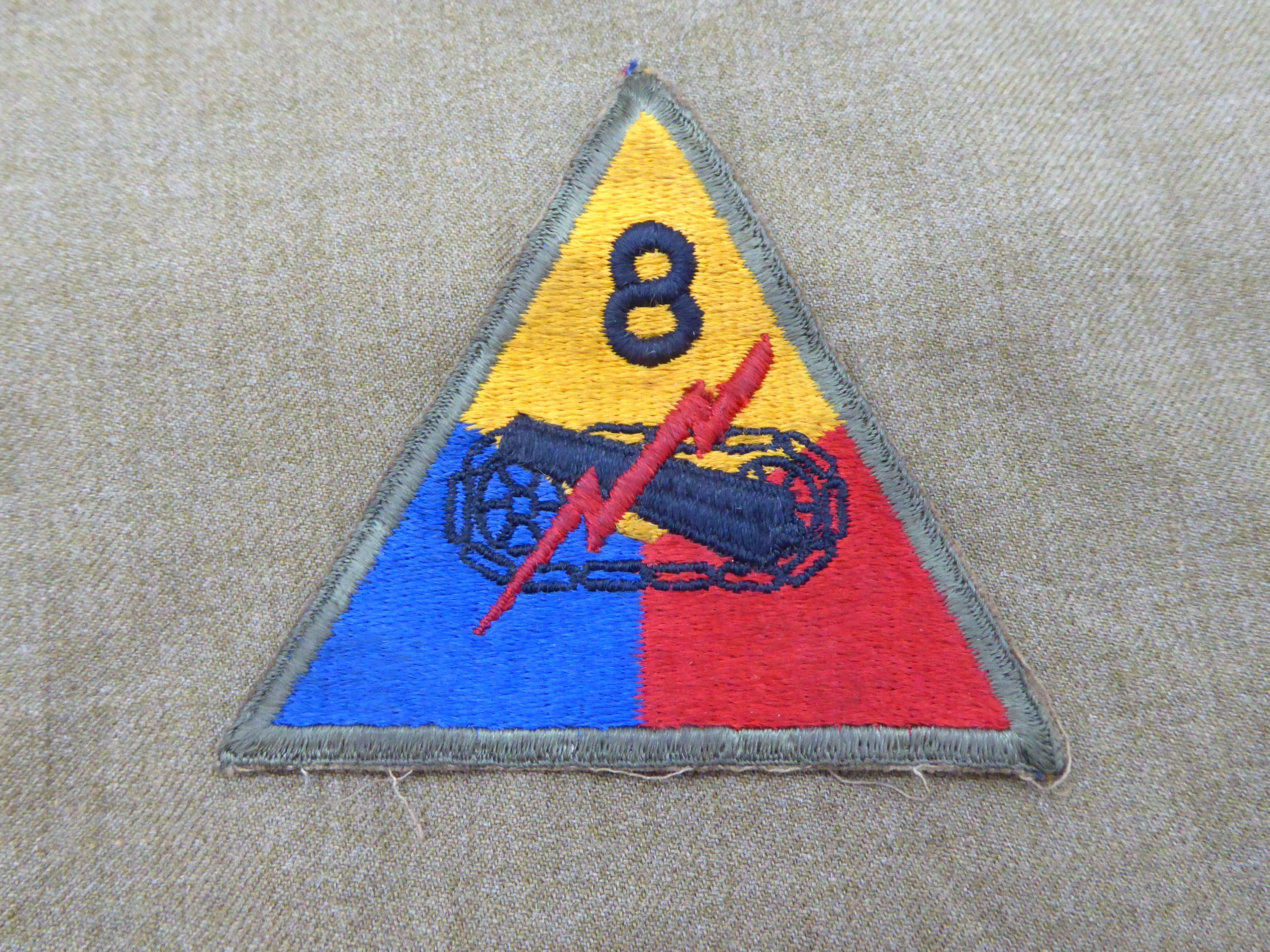 Original U.S. Army 8th Armored Division Patch, WWII.