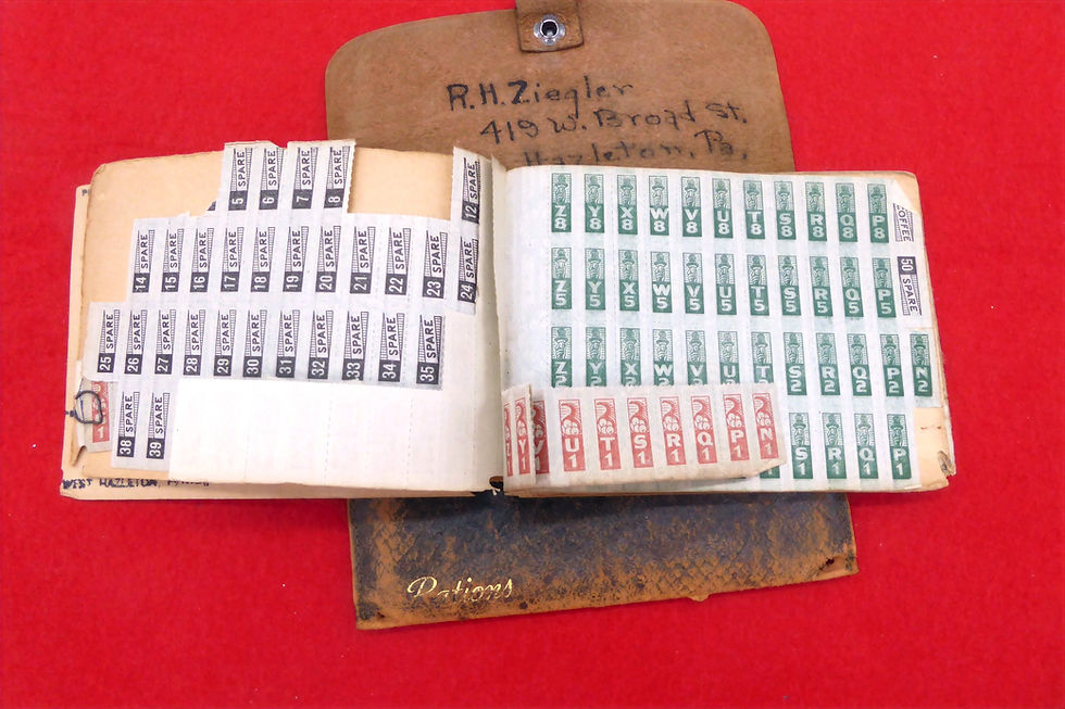 Thumbnail: Original WWII Ration Book Holder with Ration Books and Stamps