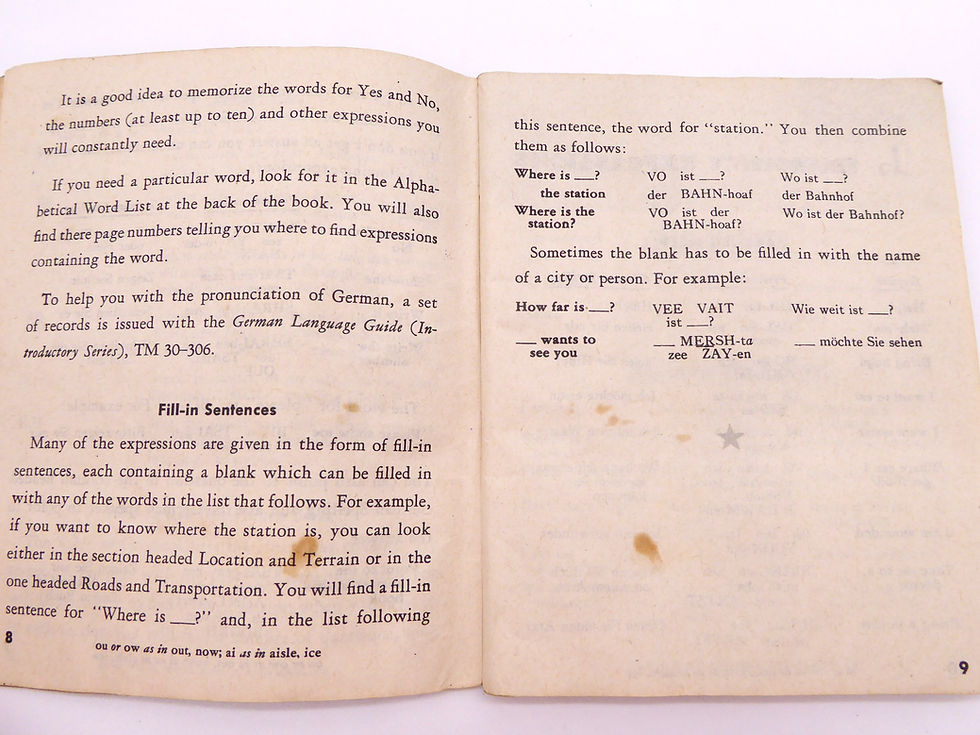 Thumbnail: Original WWII German Phrase Book, TM 30-606, Named