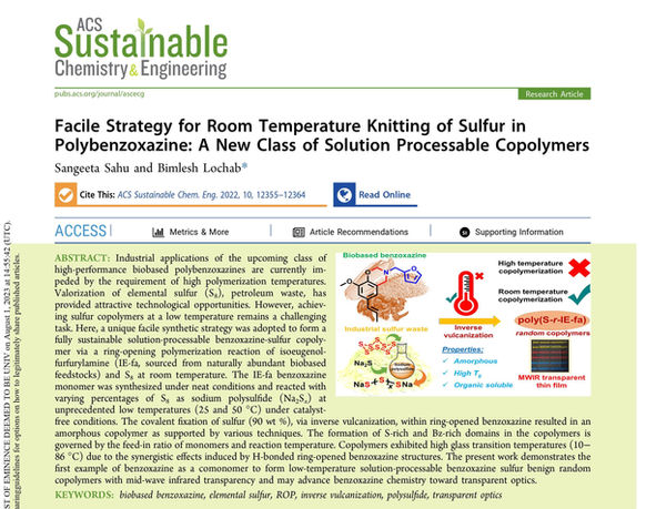 Facile Strategy for Room Temperature Knitting of Sulfur in Polybenzoxazine_ A New Class of
