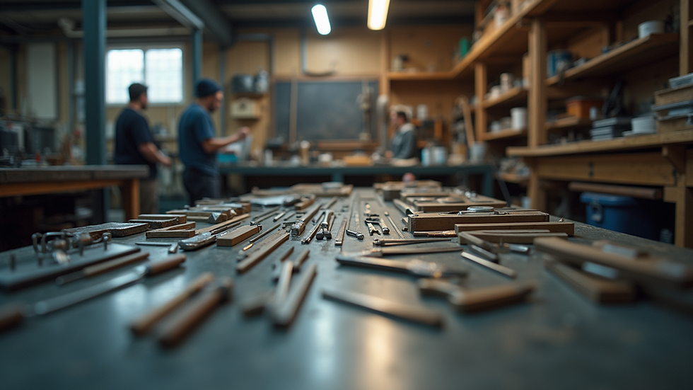 Eye-level view of a well-organized workshop with tools neatly arranged