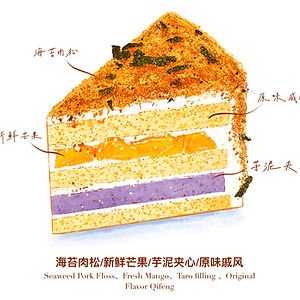 Pork Floss Mango Taro Cake