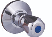 Chrome-plated wall-mounted tap head with a smooth, durable finish, ideal for various bathroom or kitchen installations.