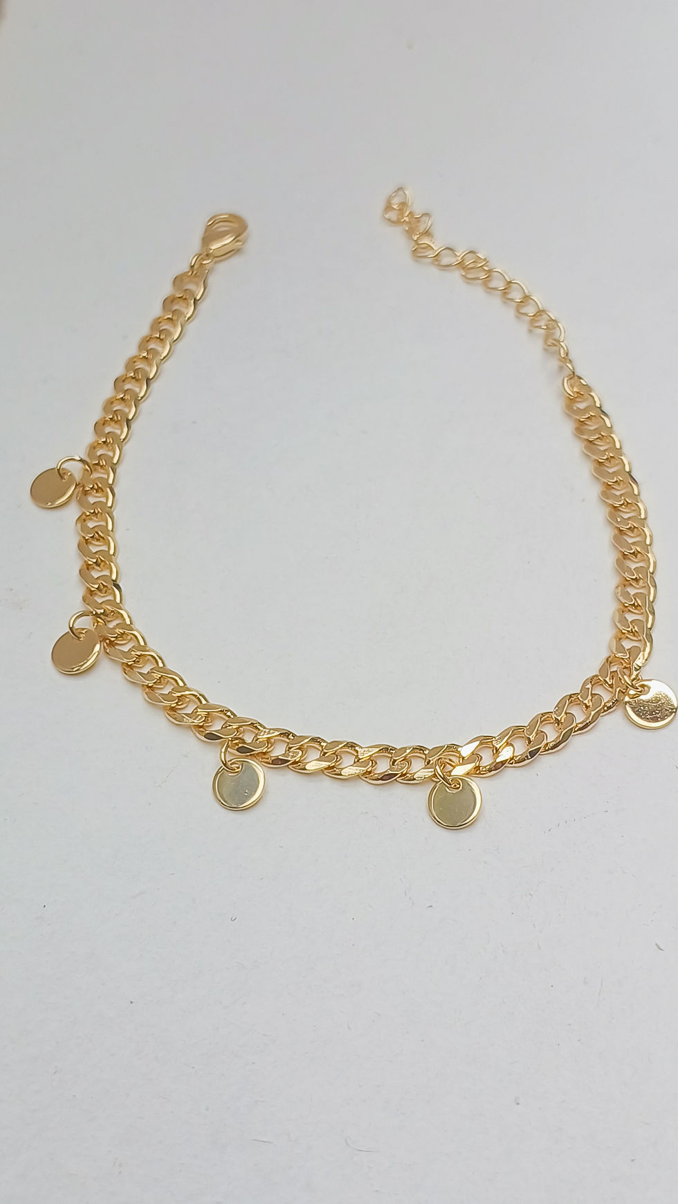 Miniatura: Pulseira corrente grumet com plaquinhas circulares