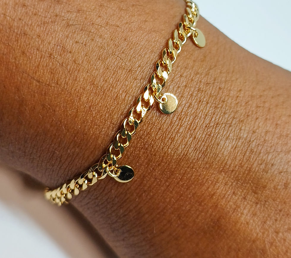 Miniatura: Pulseira corrente grumet com plaquinhas circulares