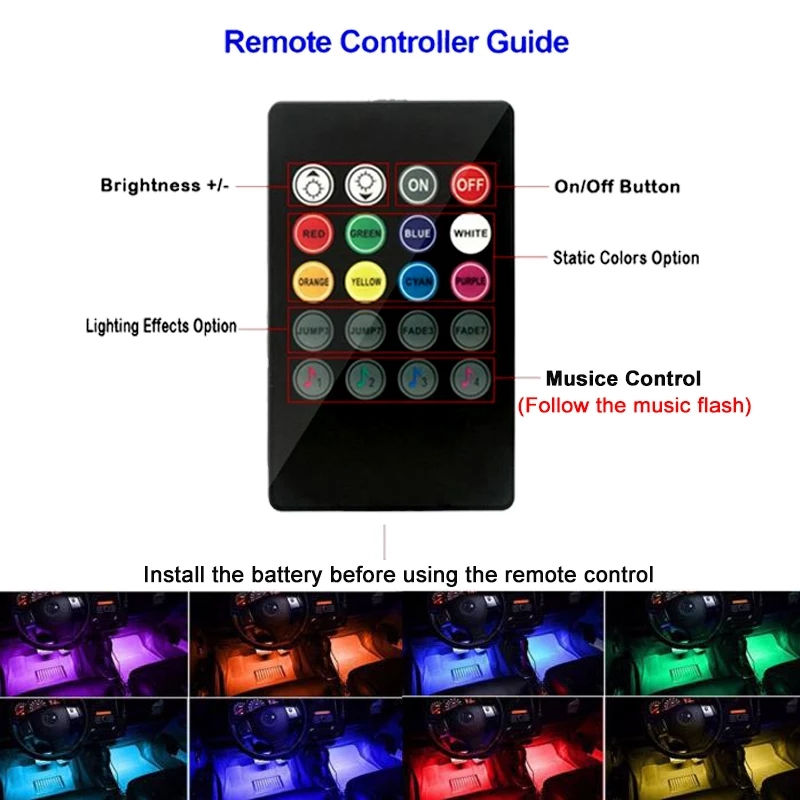 Miniatura: FITA LED NEON DECORATIVA AUTOMOTIVA INTERNA COM CONTROLE 8 CORES