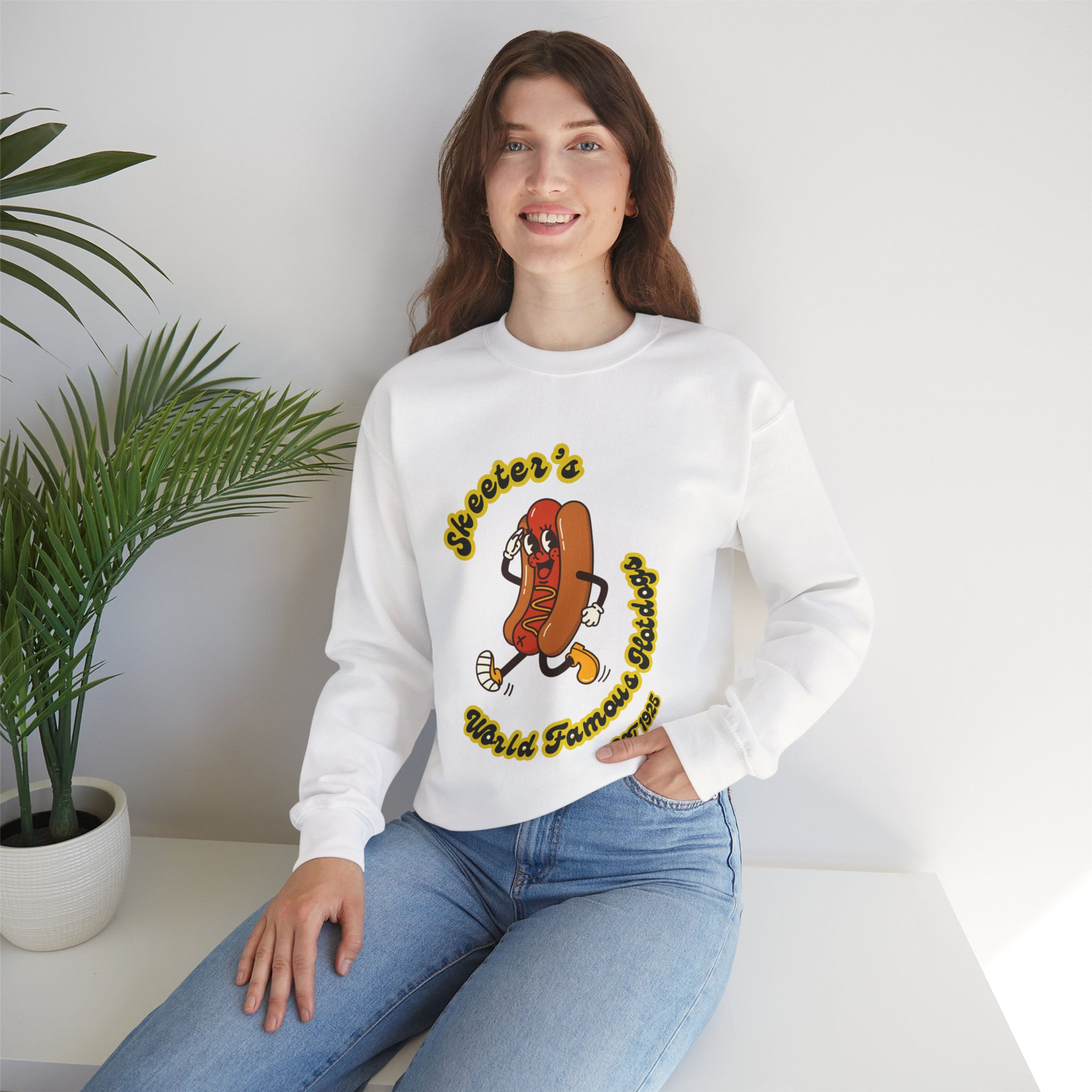 Crewneck Sweatshirt - Skeeter's Famous 'Hotdog Man' Design