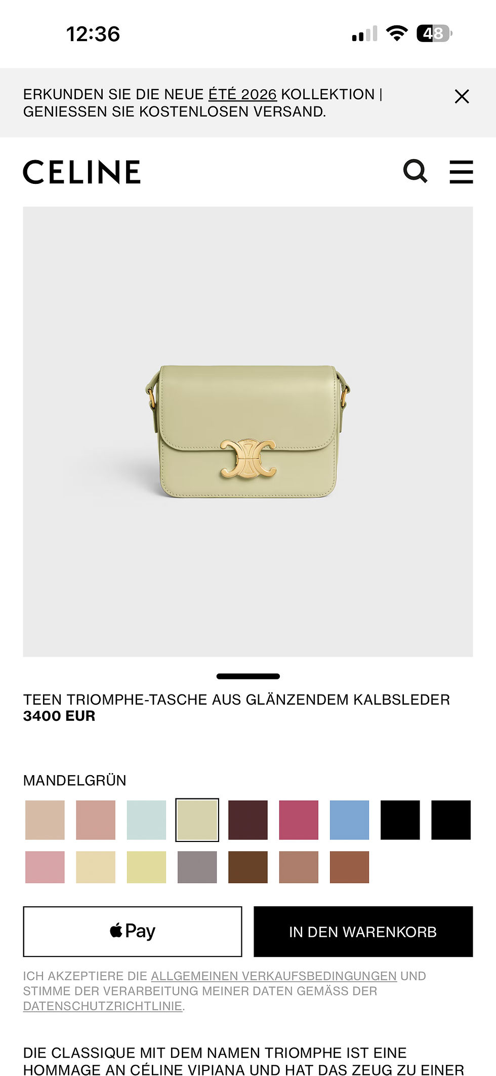 Thumbnail: Celine Teen triomphe bag