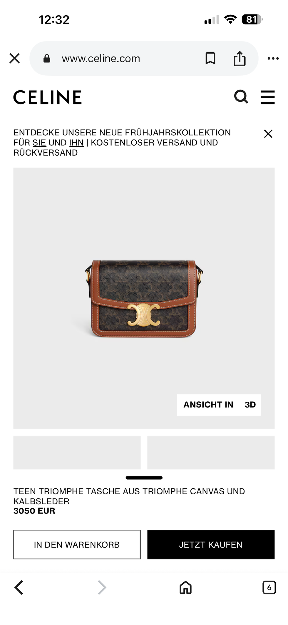 Miniaturbild: Celine Triomphe Tasche