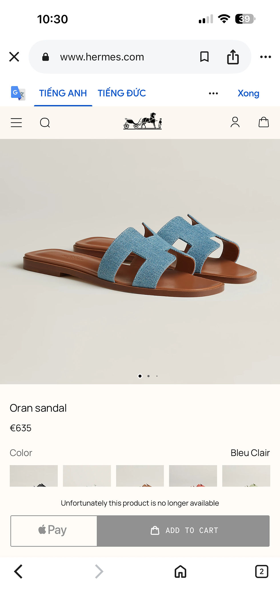 Hình thu nhỏ: Hermes Oran Sandal size 35,5