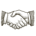 Illustration of a handshake, representing honesty, reliability and clear communication