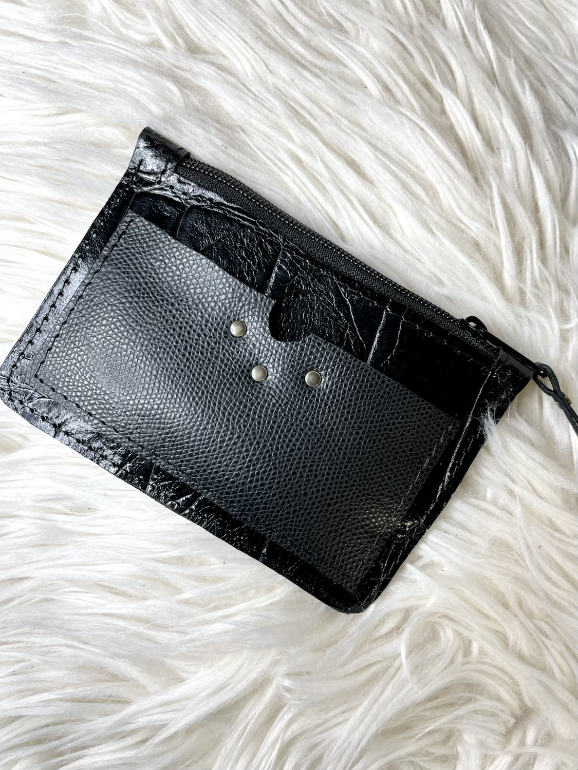 Porte monnaie en cuir noir