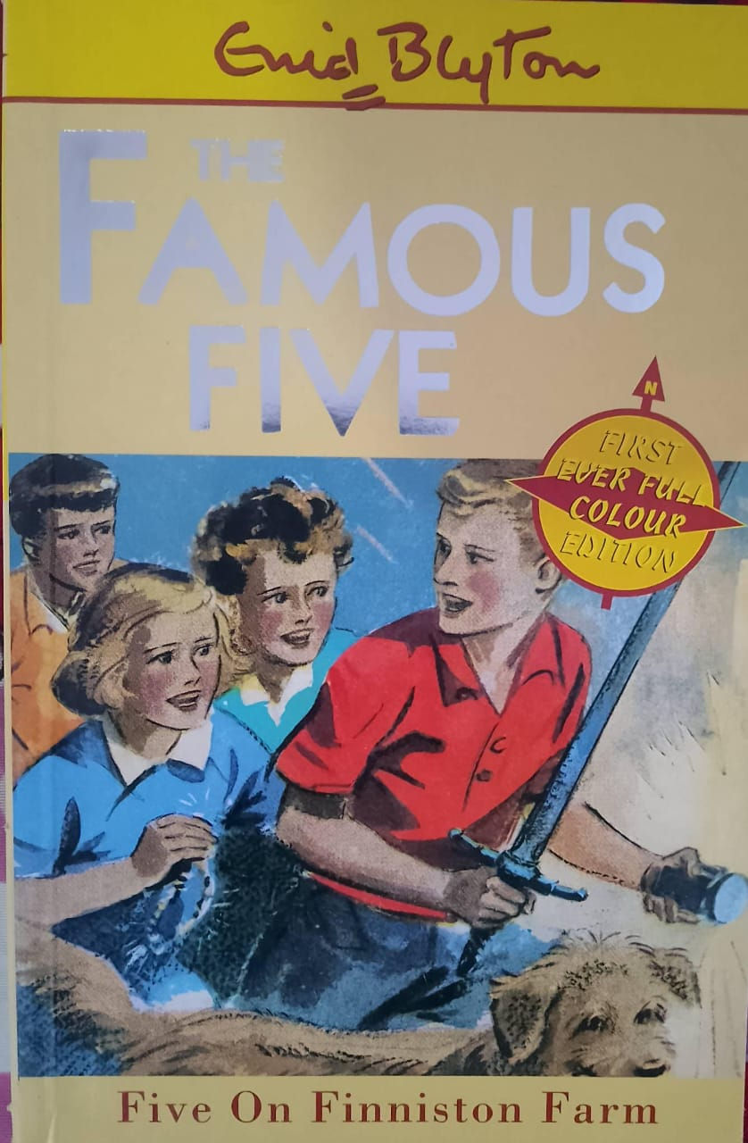 Famous Five book cover: children on an adventure