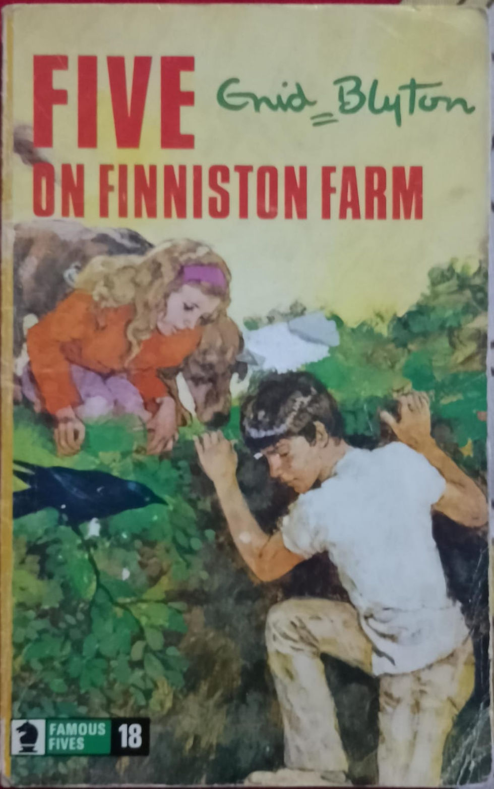 Life on Finnistron Farm book cover: Two children peering into bushes