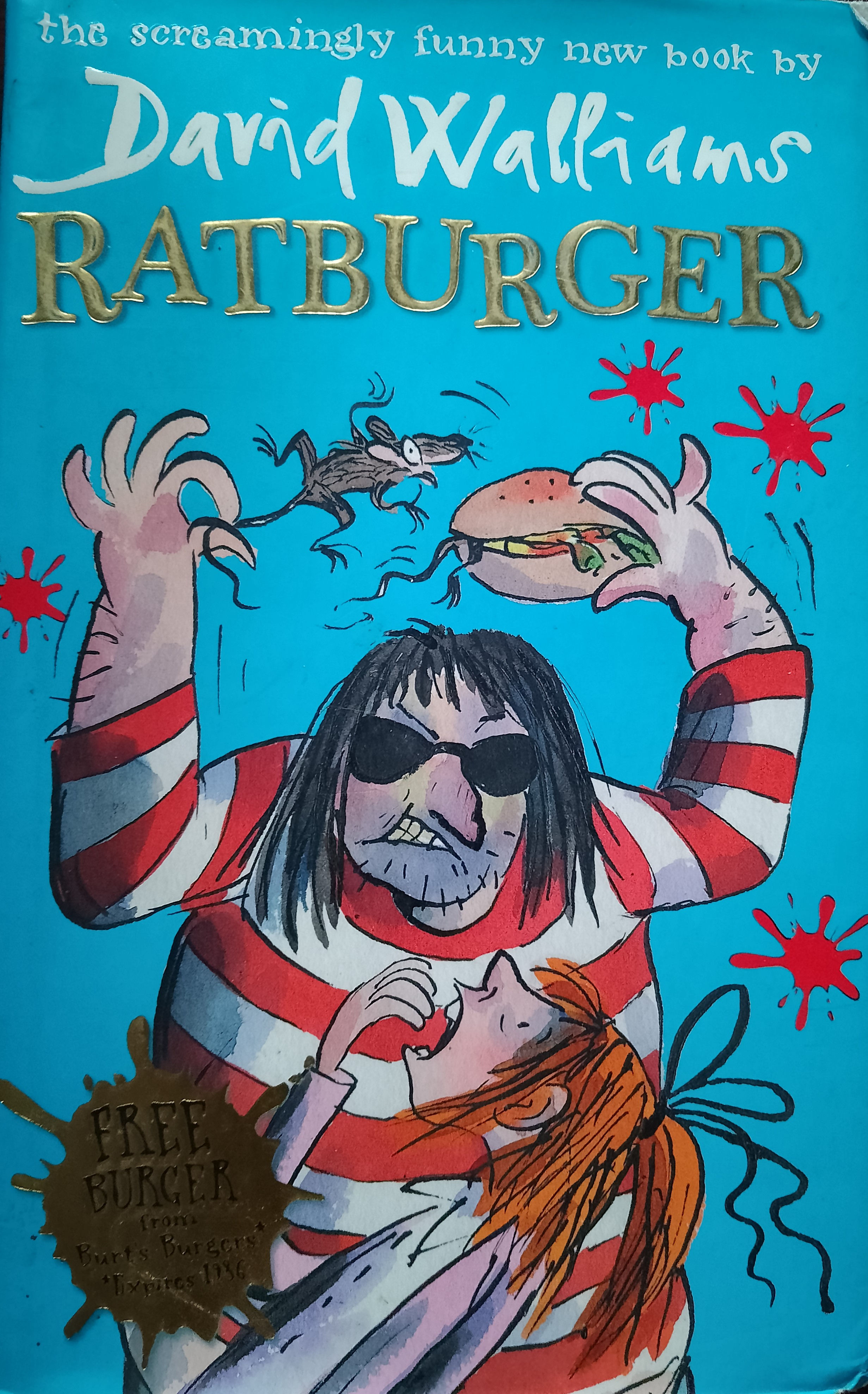 Ratburger book cover: man with sunglasses, rat, and burger