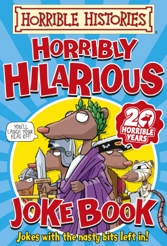Horribly Hilarious Joke Book cover featuring cartoon animals for twenty horrible years.