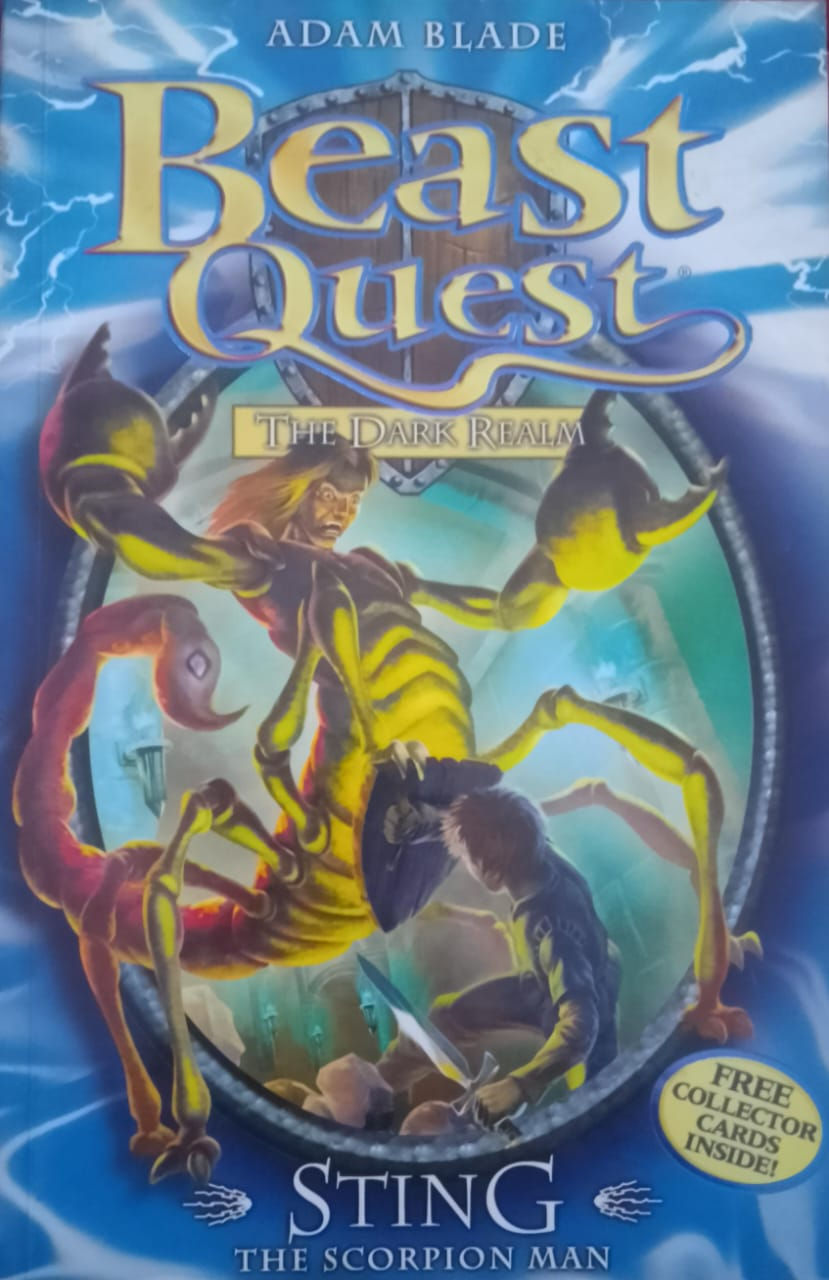 Beast Quest: The Dark Realm book cover with scorpion and boy characters.