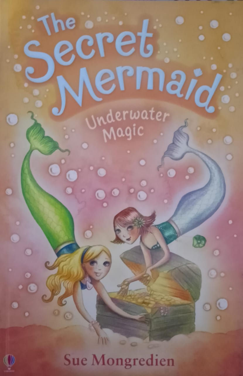 Mermaid, Underwater Magic book cover with two mermaids and bubbles.