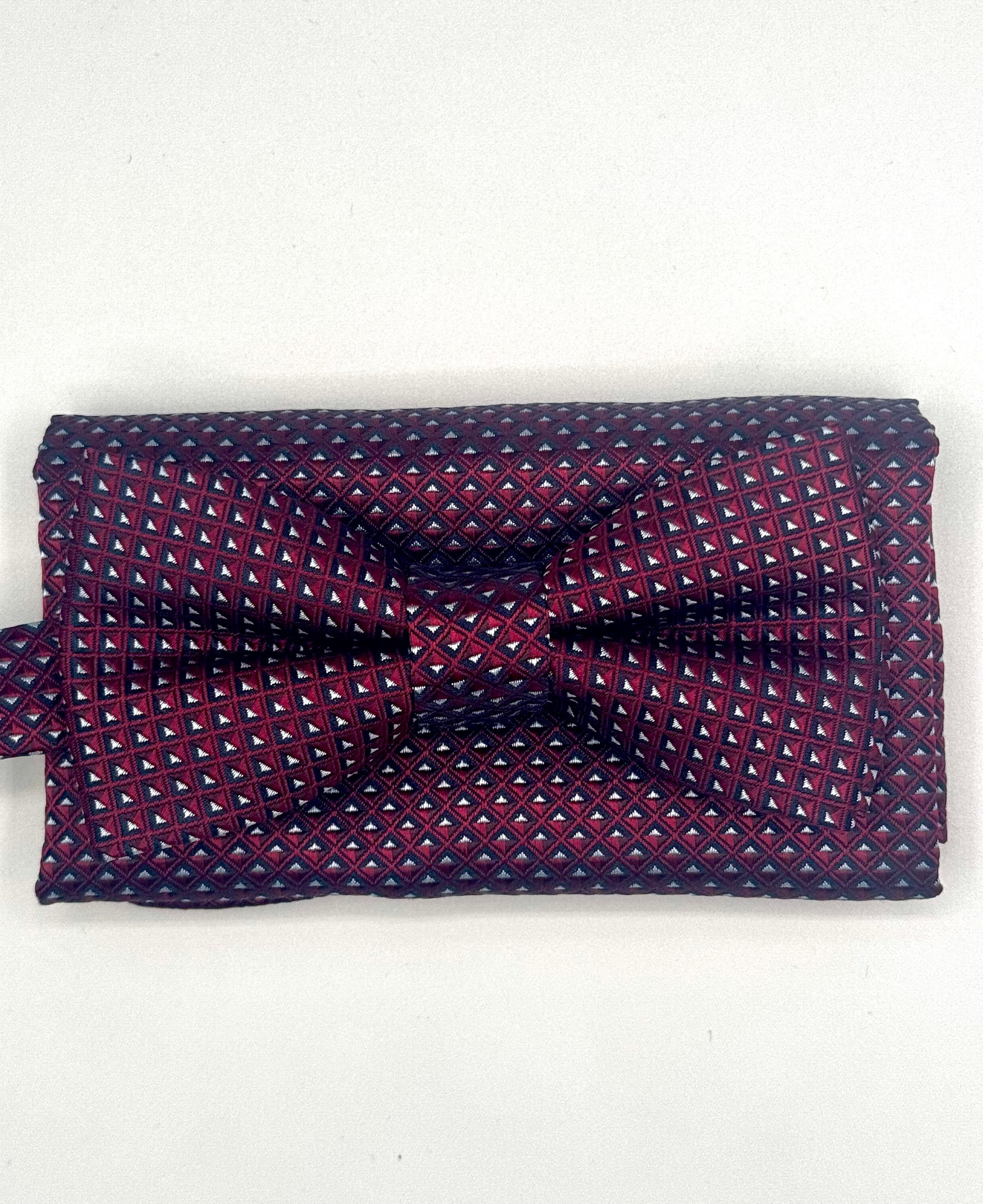 Noeud papillon bordeaux avec pochette assortie 