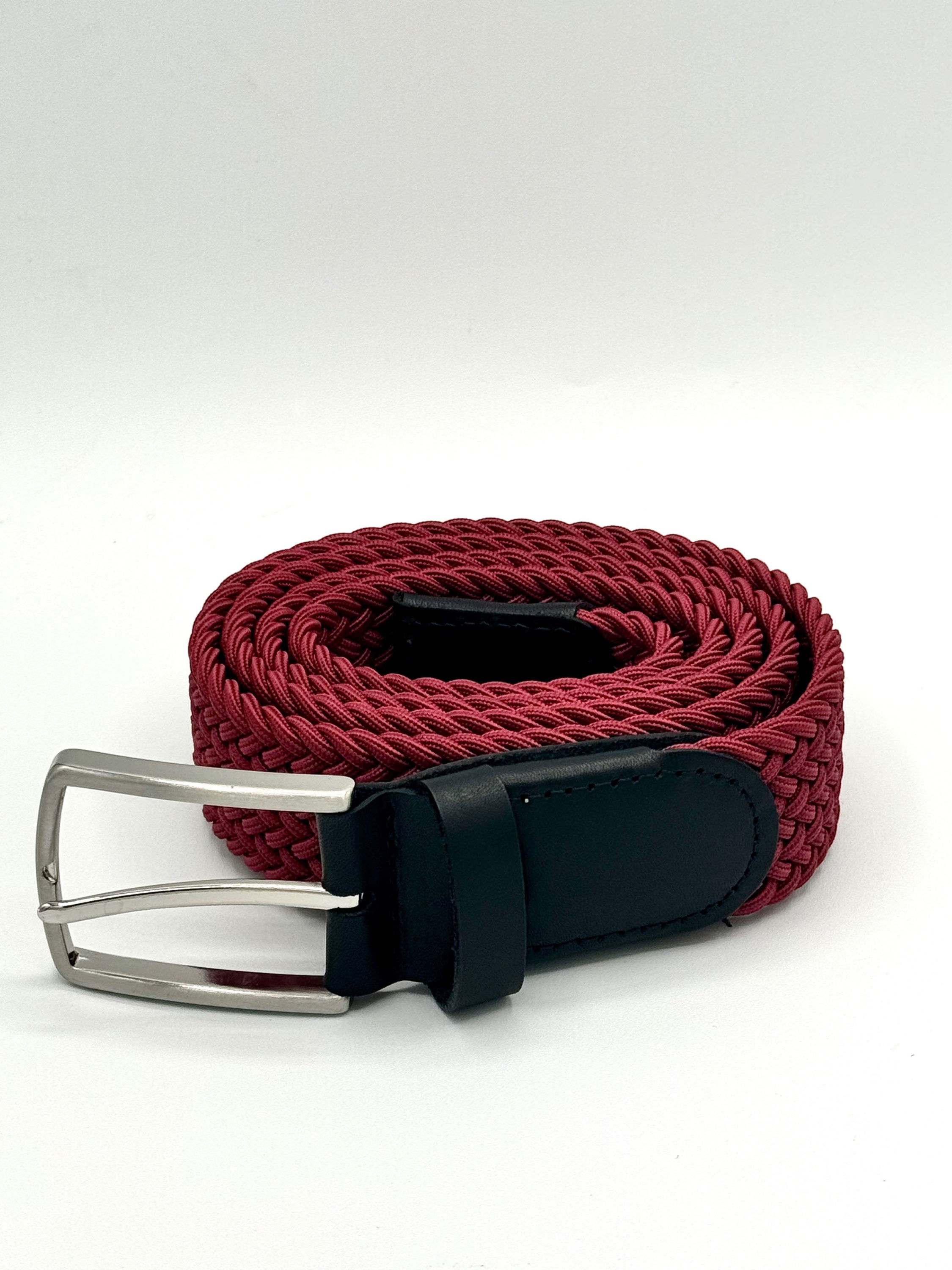 Ceinture tressée bordeaux 