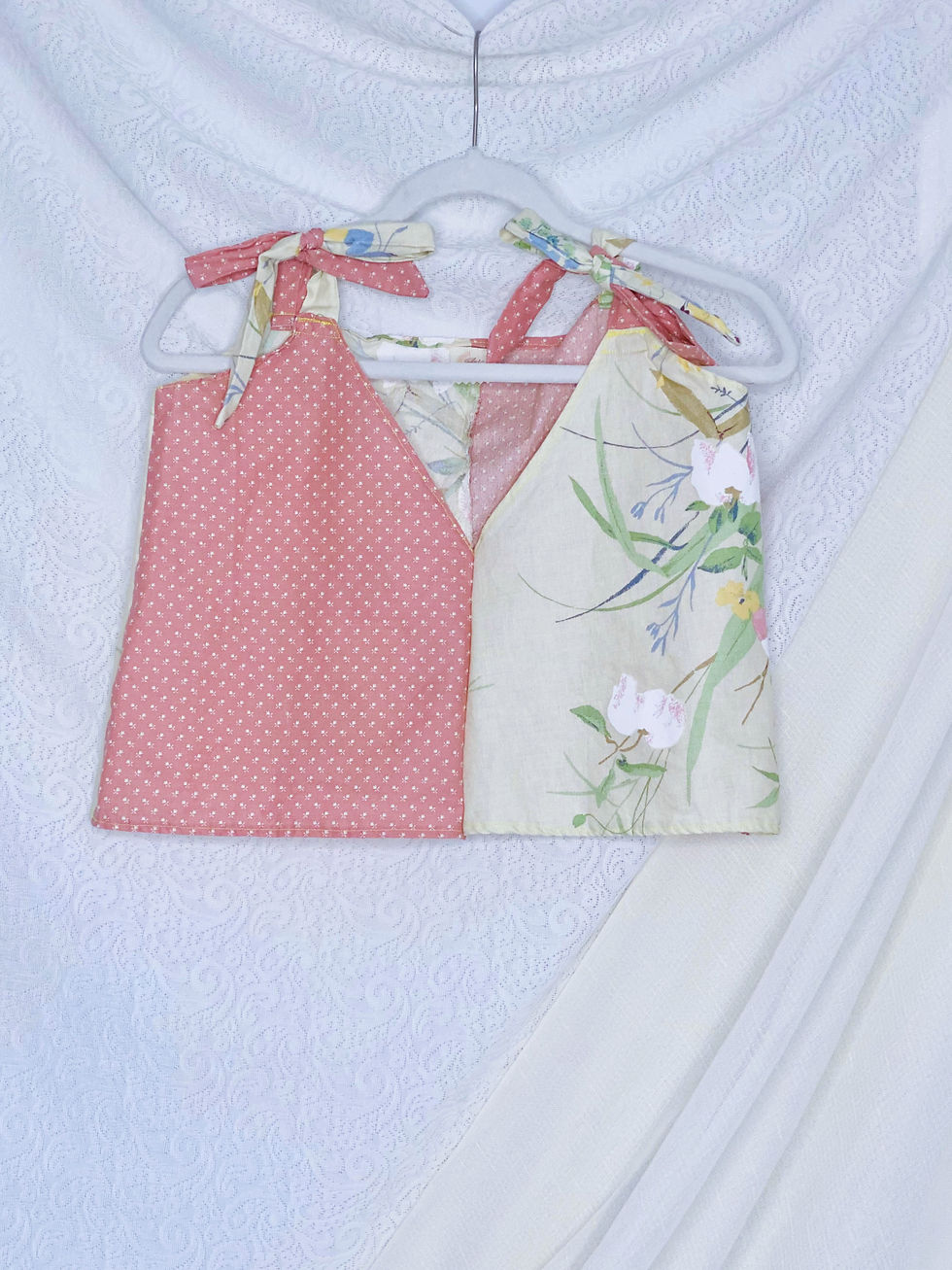 Vintage Mini-White Floral and Tan Floral Tank