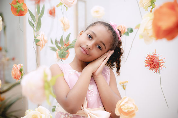 Kids photography with flowers in Katy, TX. 