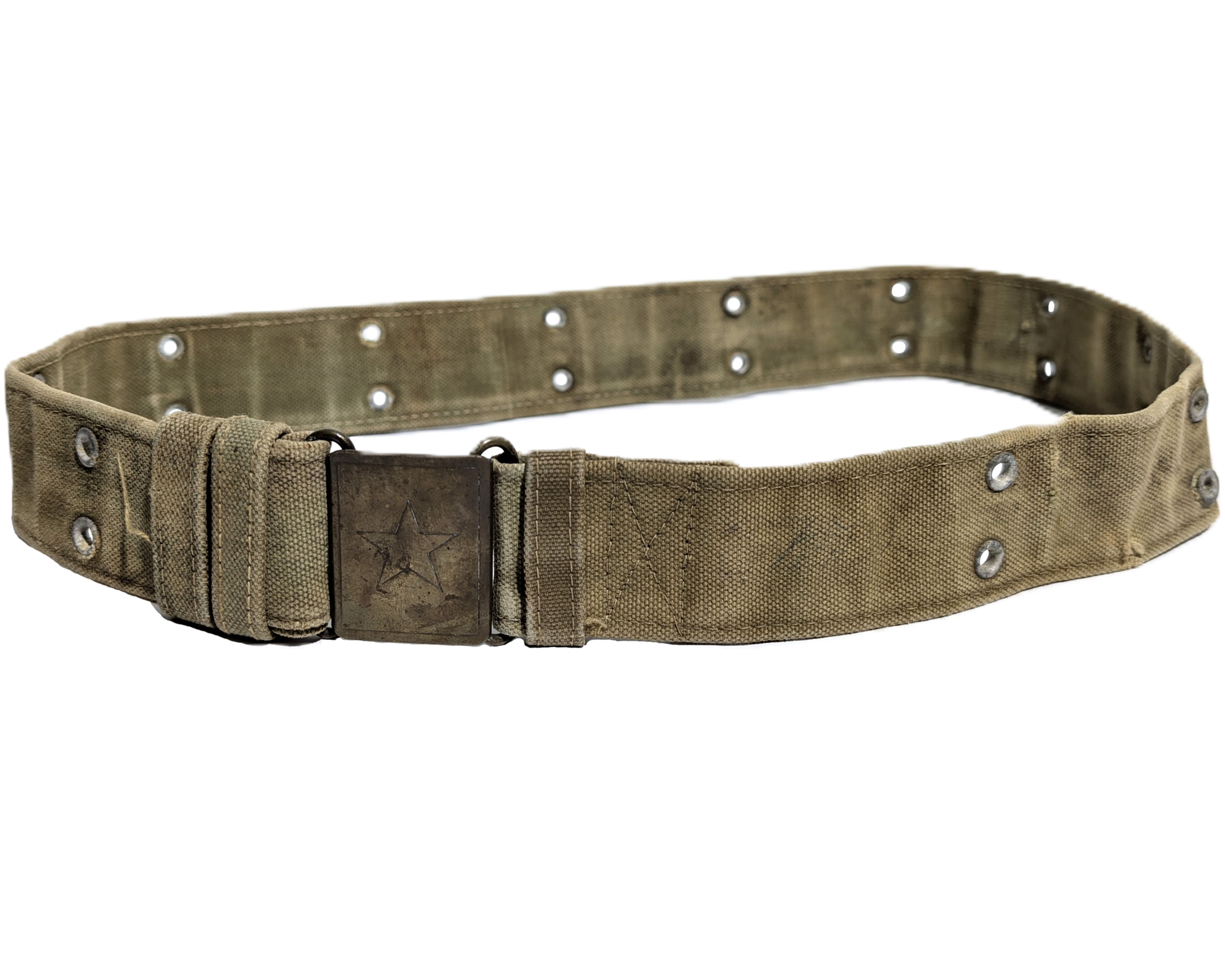 Original Vietnam War North Vietnamese Army (NVA) Star Buckle Canvas Combat Belt