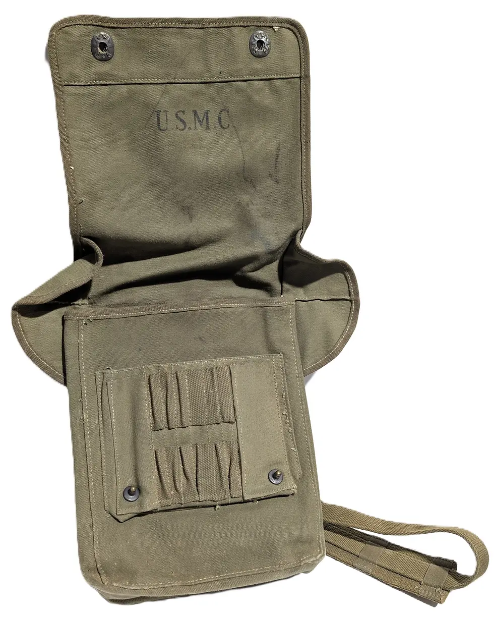 Original WWII USMC M1938 Map Dispatch Case – Hamelco 1944 – Canvas Field Bag