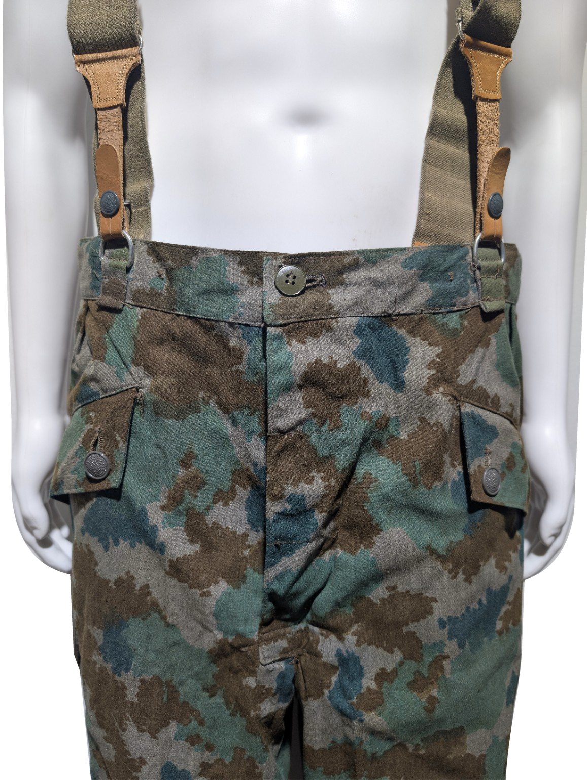 East German NVA Blumentarn Camo Pants with Suspenders – Large Regular 36x31