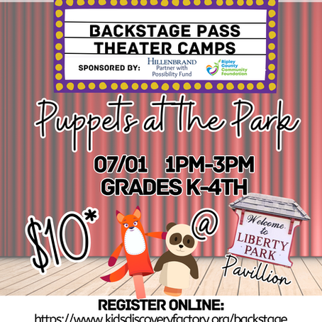 Puppets at the Park - Coming July 1st