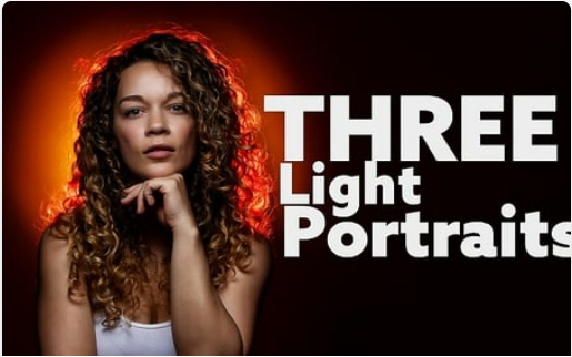 thumbnail for three light portrait course showing head / shoulders of model with a glowing backlight