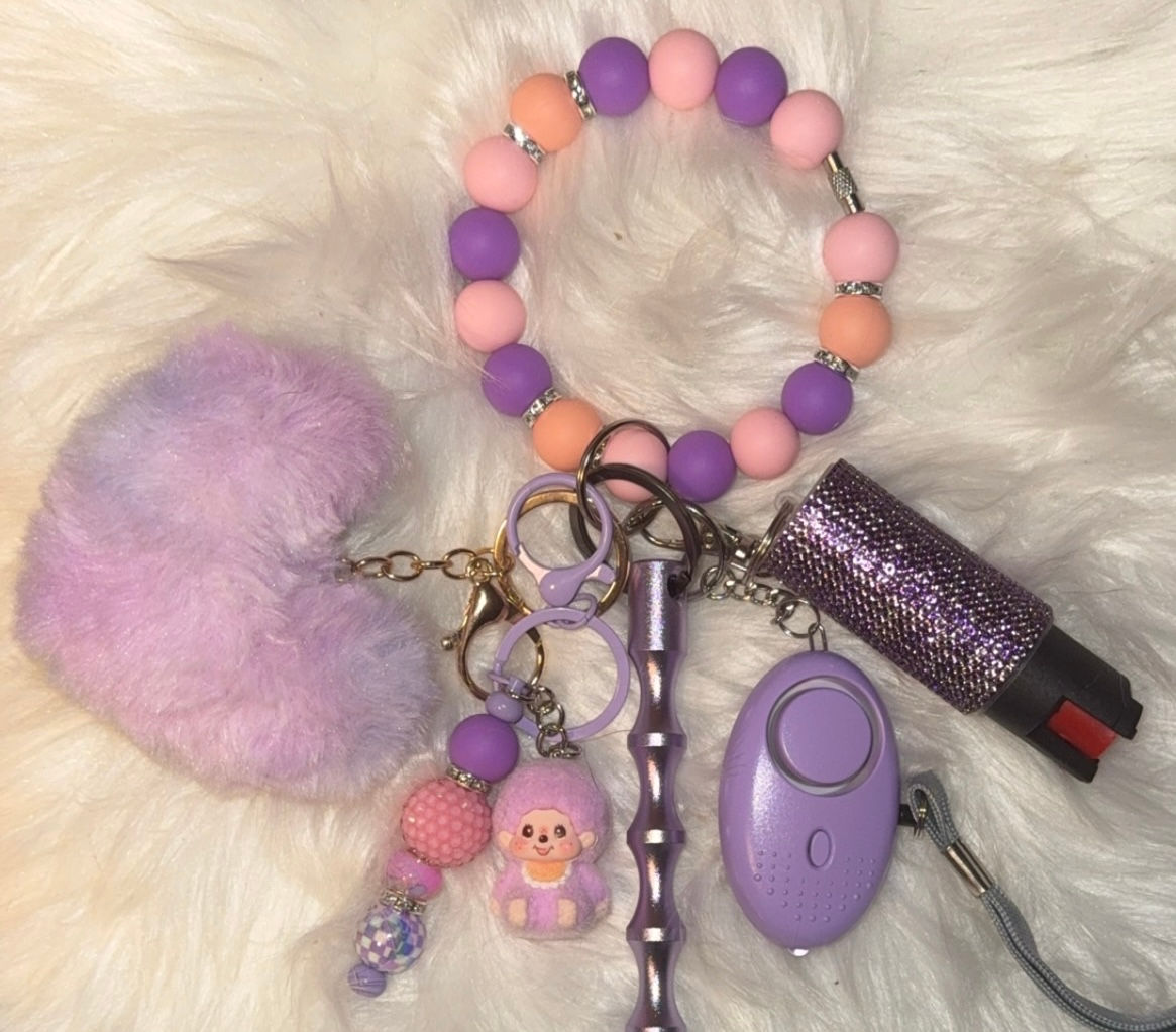 Clouds Monchichi Beaded Safety Keychain