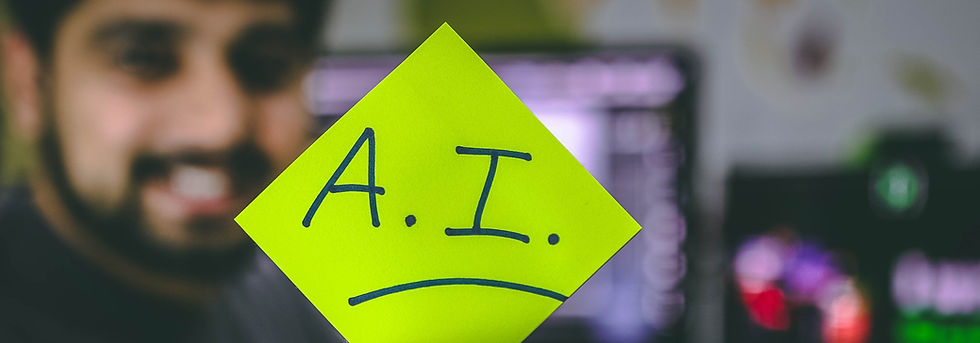 A man holding a post-it note that says AI.