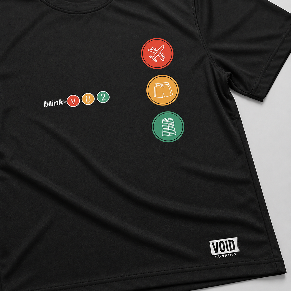 Thumbnail: Close up detail of design for Take Off Your Shorts And Gilet technical running T-shirt with a bold pop-punk inspired design.