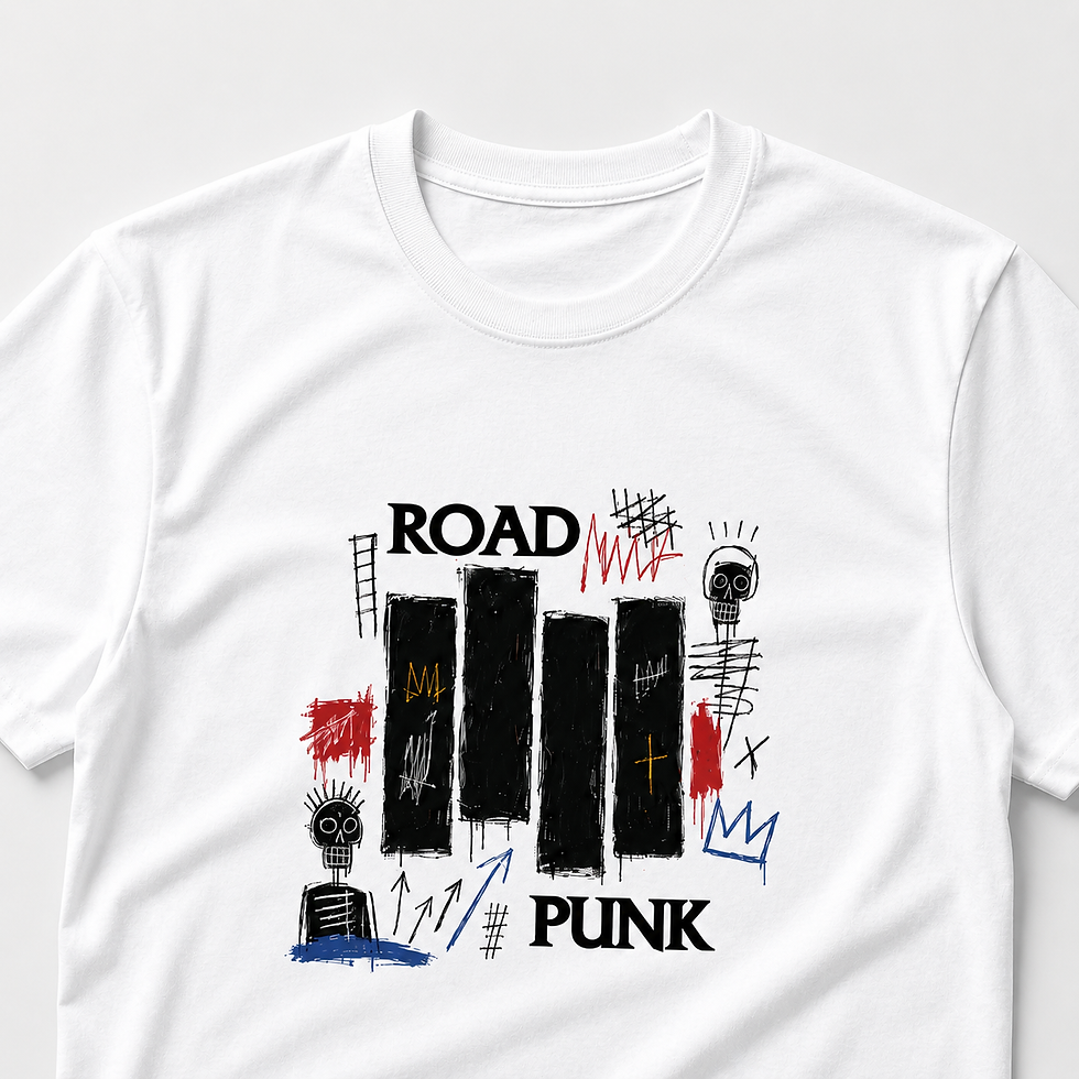 Thumbnail: Close-up of the punk-inspired technical running shirt on white shirt