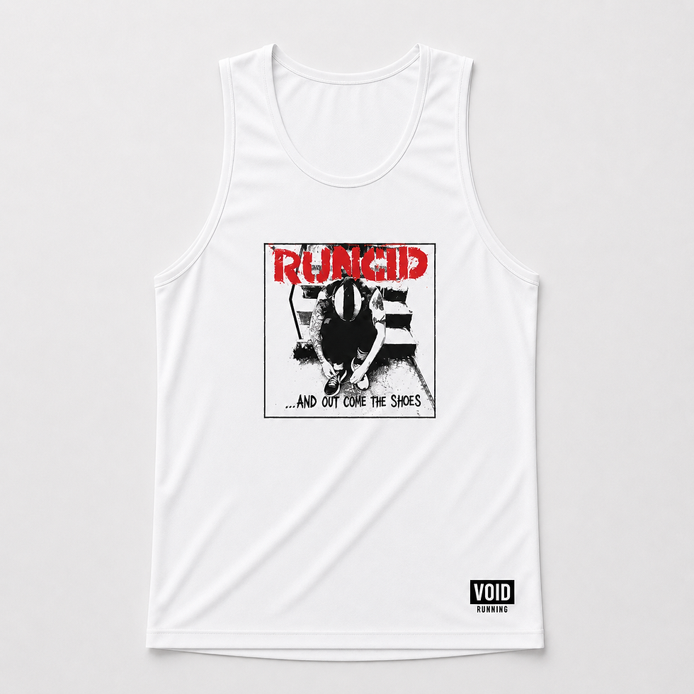 Technical running vest with RUNCID punk-inspired running design by VOID Running