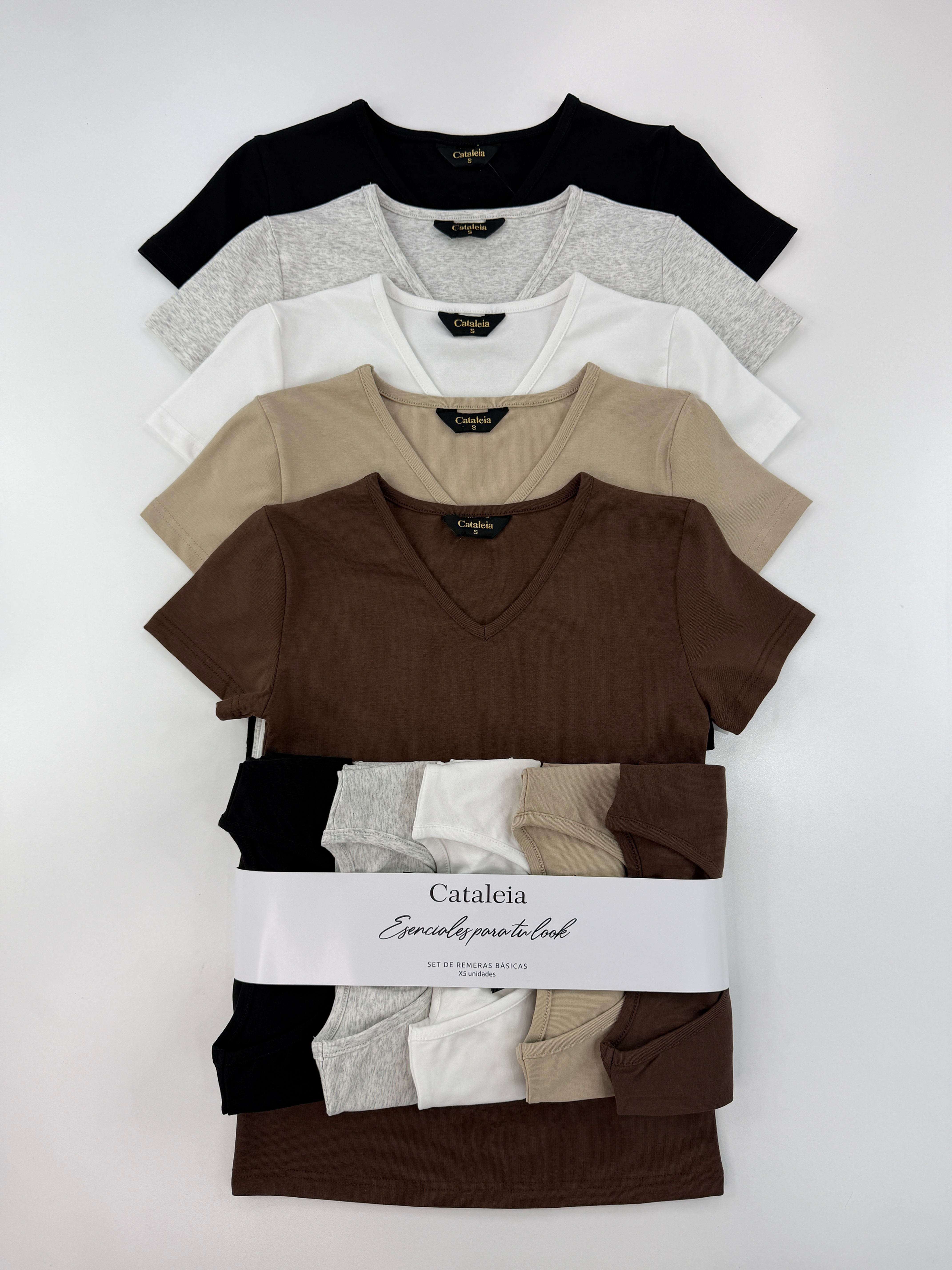 PACK x5 Remera Escote V Larga Vitta