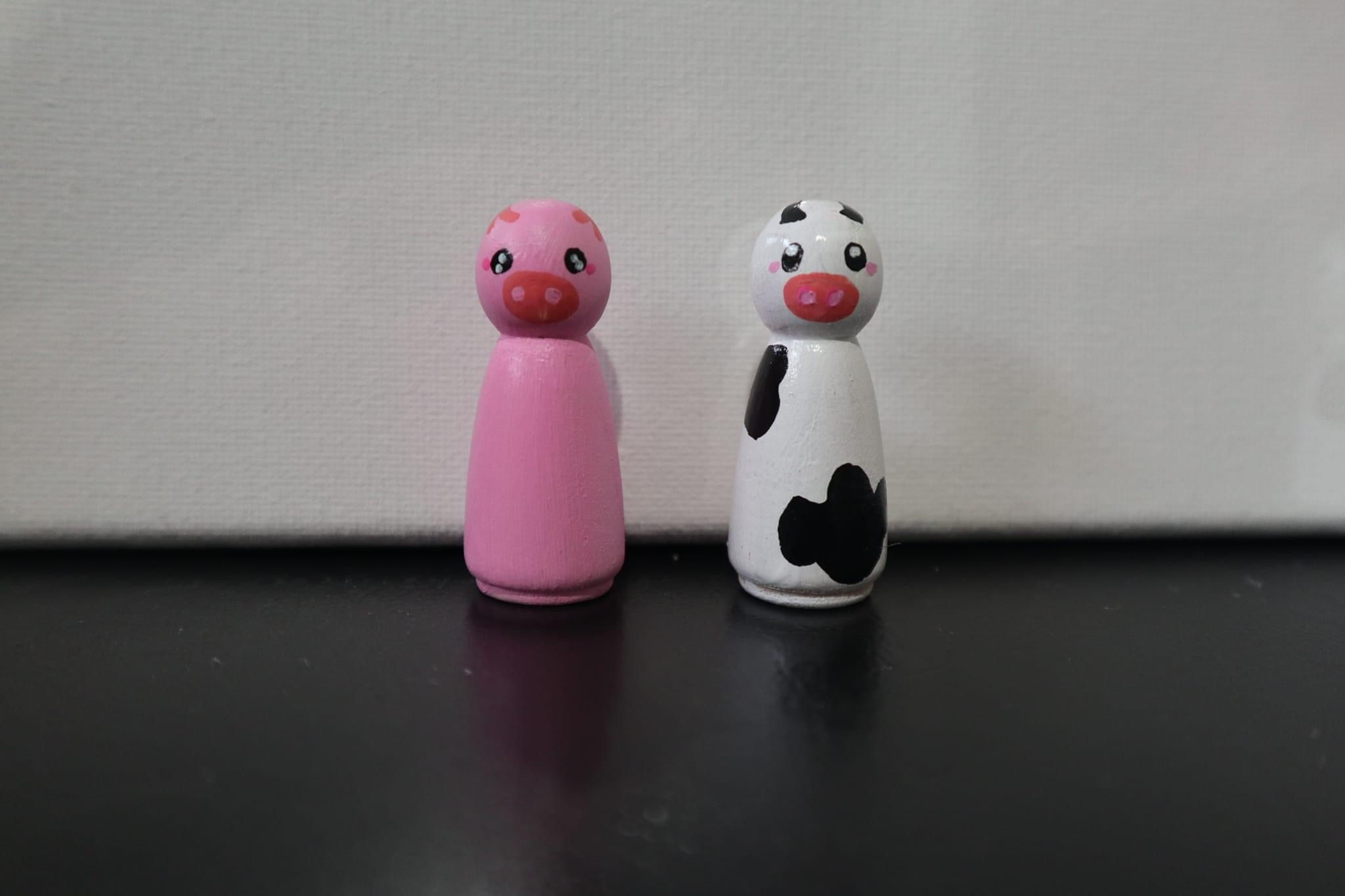 Pig and Cow Peg Dolls 