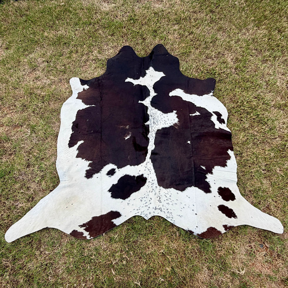 Cowhide Rug Tricolor Brown Western Rodeo Decor 6 ft x 5.5 ft