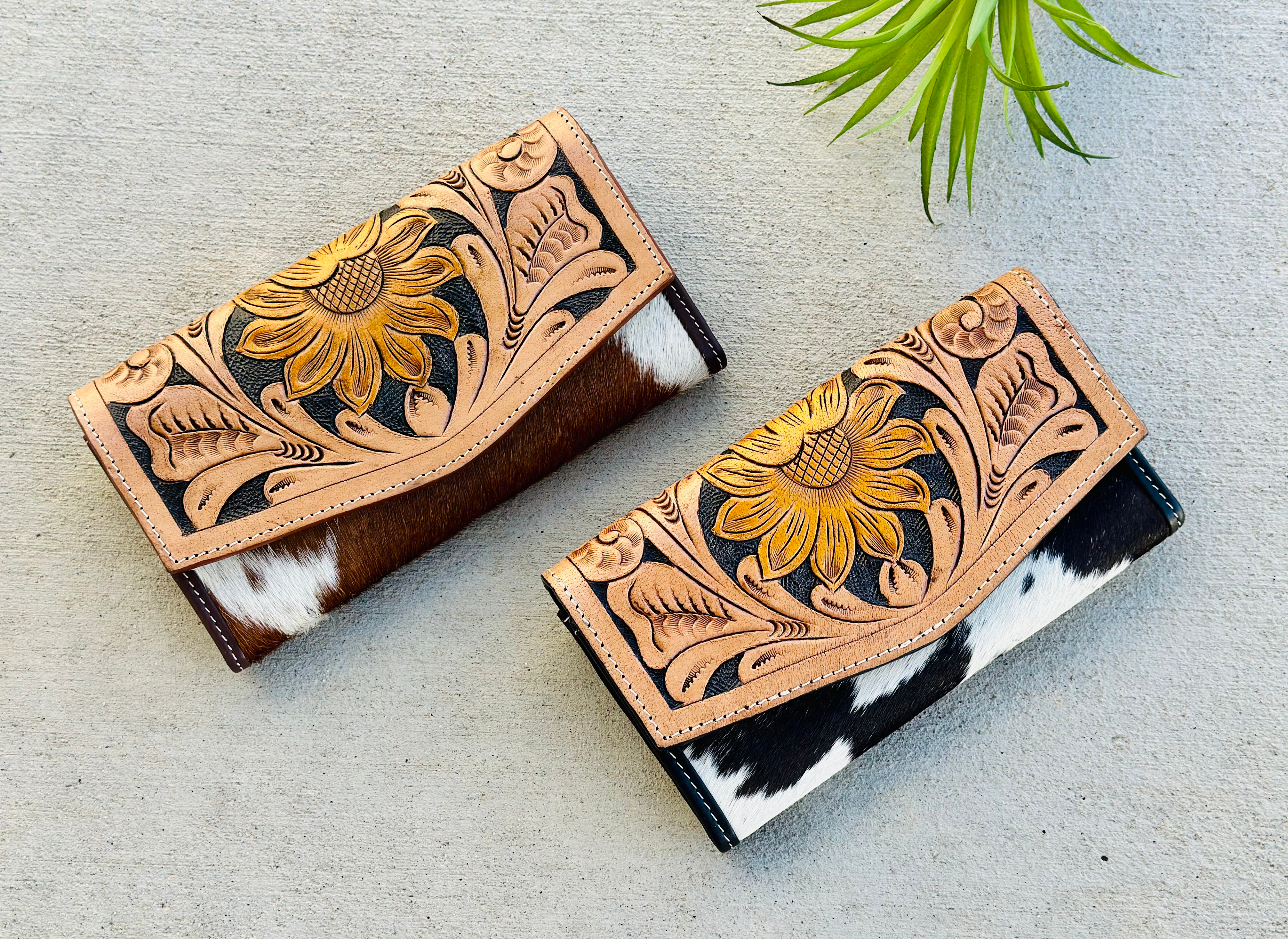 Cowhide Leather Flap Wallet for Women