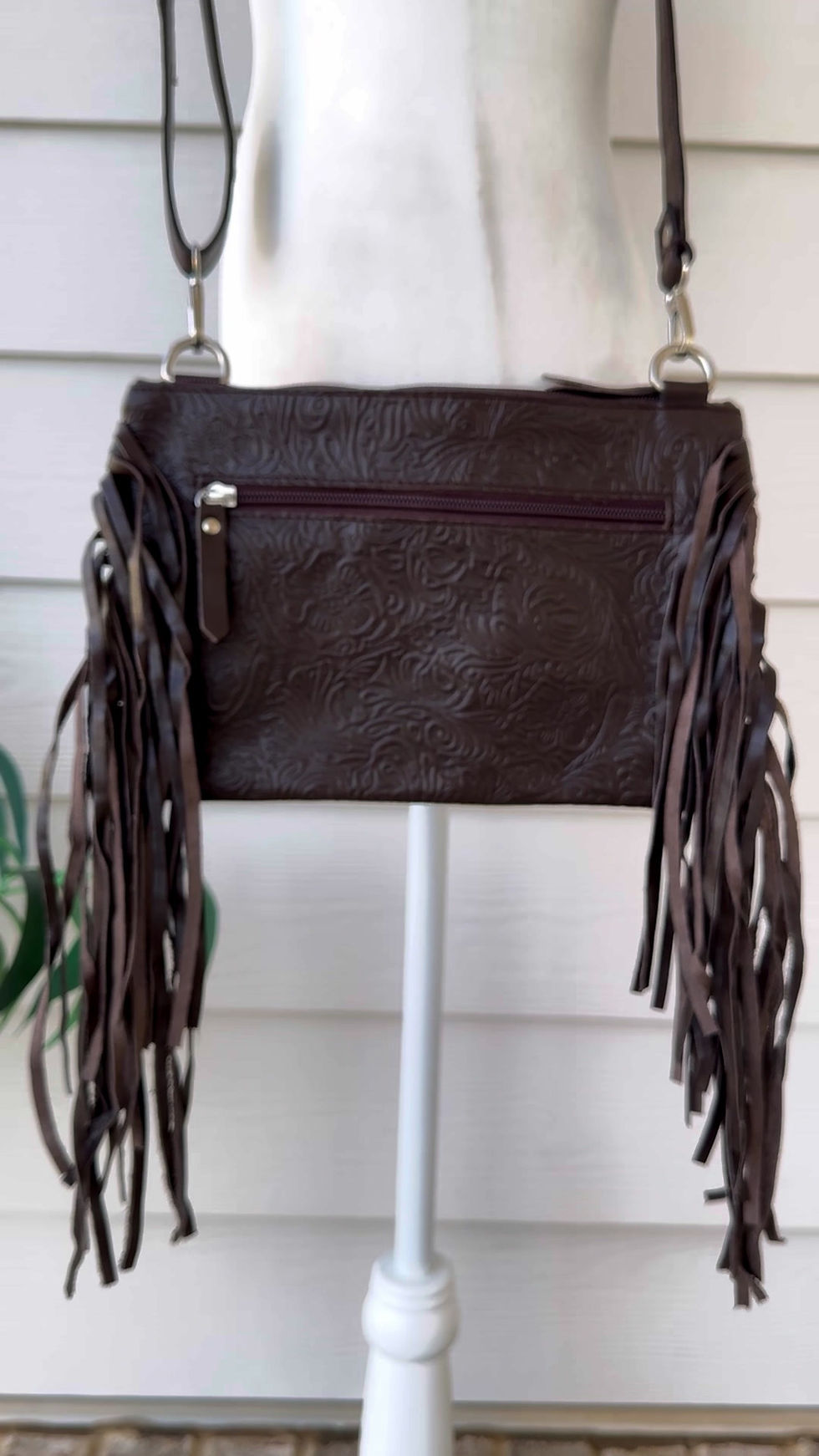 Thumbnail: Cowhide Crossbody Western Purse With Fringes Brown Leather Rodeo Bag