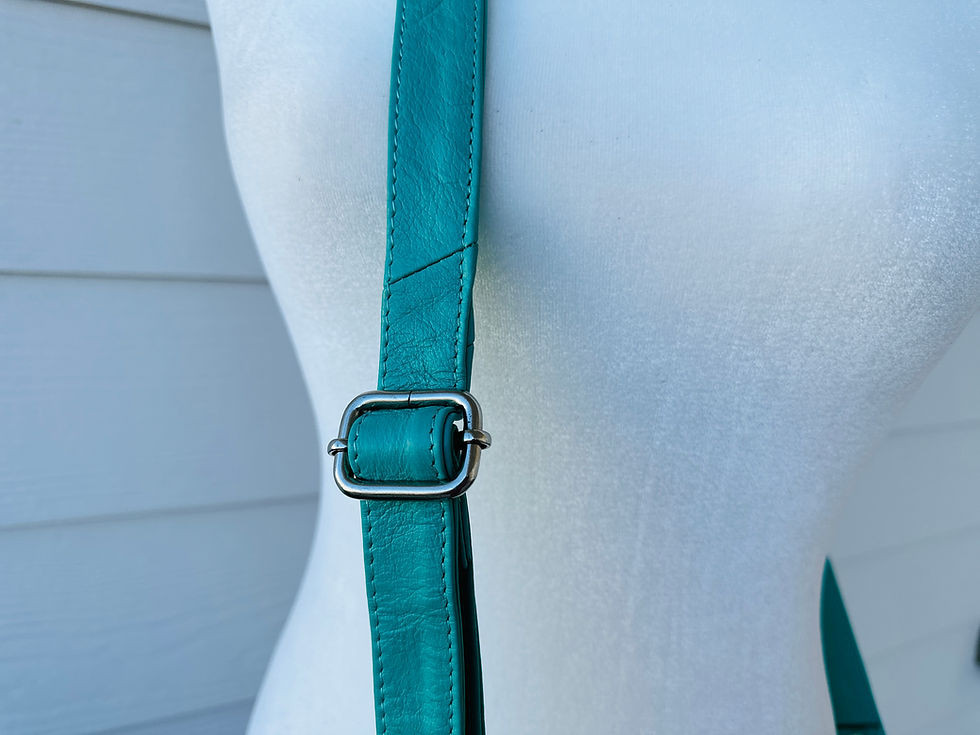 Thumbnail: Cowhide Tooled Leather Crossbody Messenger Bag in Turquoise